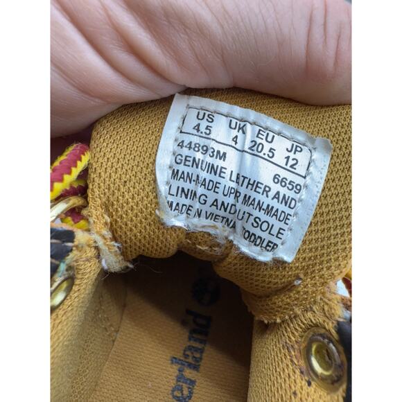 Timberland Field Boots Toddler Sz 4.5 Wheat Leather 6-Inch Kids TB044893231 - Picture 11 of 12